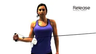 Standing Shoulder External Rotation with Theraband