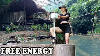 FULL VIDEO : Installing a rudimentary electric power system from water for Bushcraft camp, OFF GRID