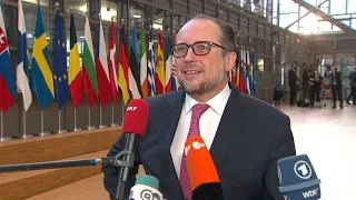 Doorstep von Außenminister Schallenberg beim Treffen der EU-Außenminister, 24. Jänner 2022