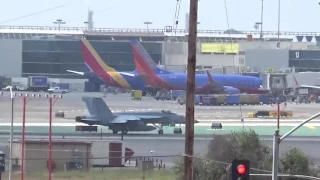 United States Navy F-18 Super Hornet takeoff at LAX