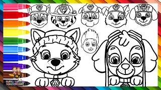 Zeichnen und Ausmalen aller Charaktere von Paw Patrol 🐾🐶🎀❄️👮🚒👷🌊♻️🌈 Kinderzeichnungen