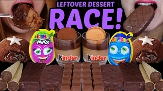 ASMR LEFTOVER DESSERT RACE! TOYBOX MAX EGGS, CHOCOLATE MOUSSE, FERRERO CAKE, KINDER BARS, NUTELLA먹방