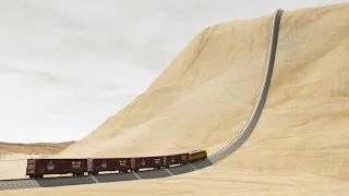 Trains Vs Impossible Hill Climb Rail Tracks - BeamNG.Drive