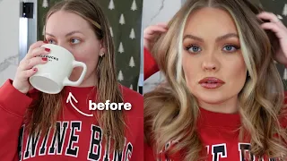 EASY EVERYDAY GET READY WITH ME: Easy Glam Makeup & Blowout Routine!