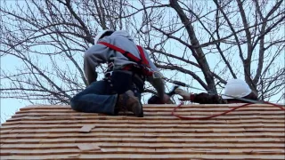 Installing Copper Ridge Cap on Sawmill Cedar Shake Roof
