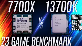 7700x vs 13700k - 23 game benchmark | 1080p 1440p 4K
