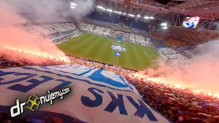 Doping kibiców okiem drona FPV. Lech Poznań - Jagiellonia Białystok, 19.03.2022