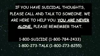 Watch if you know anyone with a suicide problem, even yourself