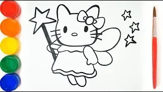 Glitter Cute Hello Kitty Drawing and Coloring | Learn Colors for Kids, toddlers | Make and Play