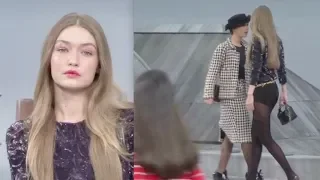 Marie S'Infiltre gets kicked out from Chanel Runway by Gigi Hadid