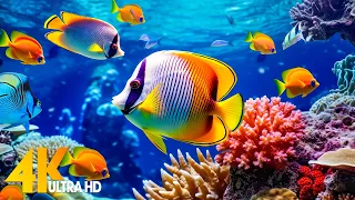 Aquarium 4K VIDEO (ULTRA HD) 🐠 Beautiful Coral Reef Fish - Relaxing Sleep Meditation Music #6