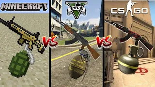 MINECRAFT AK47 and grenade VS GTA 5 AK47 and grenade VS CS:GO AK47 and grenade  - WHICH IS BEST?