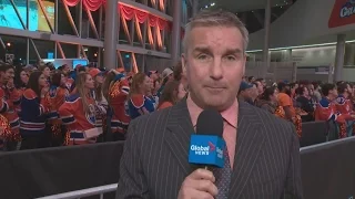 Reporter's live broadcast gets interrupted by Edmonton Oilers winning goal