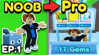 NOOB to PRO starting with CAT to 1T Gems! (Booths Only) (Ep 1) | Pet Simulator X