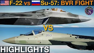 F-22 Raptor vs Su-57 Felon: BVR Fight (Highlights) | DCS