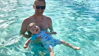 Baby Nicholas is conquering the pool