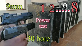 9mm pistol and TT 30 bore fire power testing #308bore #9mm #baretta