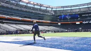 OBJ ends warms ups with dazzling catch