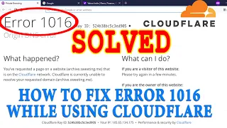 How to Fix Error 1016 while using Cloudflare? [FIXED]☑️