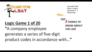 Logic Games Lesson 1 of 20 (June 2007 LSAT): A company employee generates a series of five-digit...