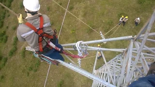 Cambio de cadena de aisladores en suspensión línea 115 kV