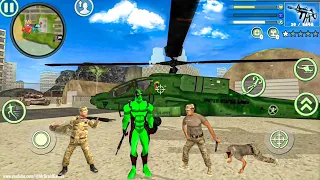 Green Deadpool Rope Vice Town City - Fun at Military Base - Android Gameplay