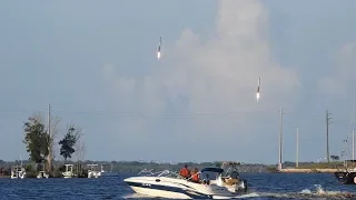 Close Up Footage of Falcon Heavy Launch Through Landing!