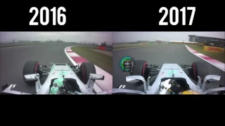 [HD-60 FPS] F1 2016 vs 2017 Onboard comparison Mercedes Rosberg vs Hamilton China