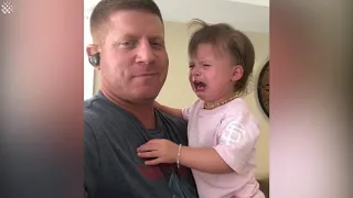 Hilarious father tricks daughter into not crying.