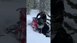 Stuck 😂 how many guys does it take to get it out? #snowmobile #sledheadzzz #winter #stuck #polaris