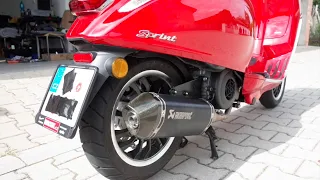 Vespa Sprint Akrapovic without and with dB killer