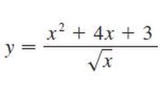 Differentiate the function y = (x^2 + 4x + 3)/sqrt(x)