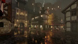 Medieval Ambience : Medieval Castle Rain 8 Hours | Horses, Carriage | Relaxation and Sleep