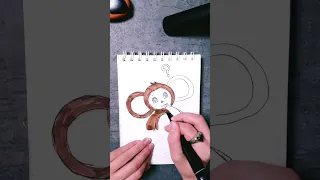 l draw Cheburashka in oranges))) How do you like it? #draw #shorts #painting #paint #Cheburashka