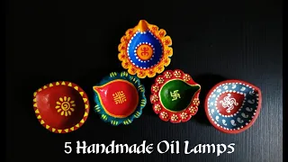 Diya Making & Decoration Ideas for Diwali|DIY Handmade Diya.Oil Lamps By Clay. #Diya #clay