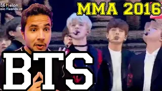 BTS BLOOD SWEAT & TEARS + FIRE live @ 2016 MMA REACTION