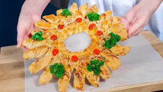 Excellent ADVENT WREATH made from puff pastry! TOP recipe for the best SNACK for CHRISTMAS 2024!ASMR