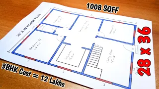 28 x 36 House Plan || 1000 Sqft 3Bhk  House Plan || Home Design Decore