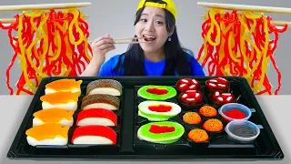 SUSHI GUMMY JELLY, JELLY NOODLE ASMR MUKBANG CHALLENGE BY SWEEDEE