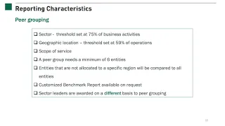 Infrastructure Asset Assessment Entity & Reporting Characteristics