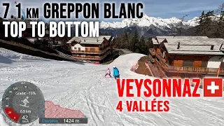 [4K] Skiing Veysonnaz, 7.1 km Top to Bottom From Greppon Blanc, 4 Vallées Switzerland, GoPro HERO11