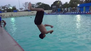 How to do back flip in swimming pool (slow motion)