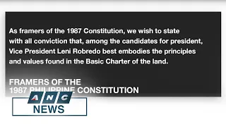 Framers of 1987 PH Constitution back Robredo-Pangilinan tandem | ANC