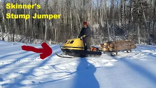 Hauling Logs With Our Mish-Mash Built Ski Doo Alpine And Homemade Bob Sleighs.