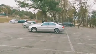 Mercedes crashing to other Mercedes while attempting to drift.