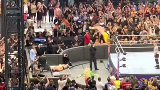 Logan Paul Frog Splashes Miz Through Announcer Table At Summerslam 2022 Vlog Crowd Reaction