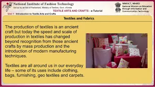 Textile arts and crafts: introduction to textile arts and crafts