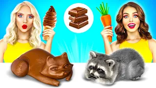 Real Food vs Chocolate Food Challenge | Eating Only Gummy Sweets & Snacks by RATATA COOL