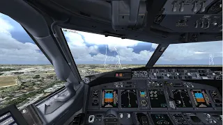 P3D V4.5 Landing at Baku Airport 737-800 Turkish with lots of rain and lightning 4K