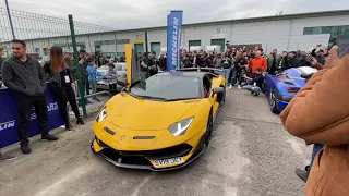 Lamborghini aventador svj balboni exhaust revving hard flames